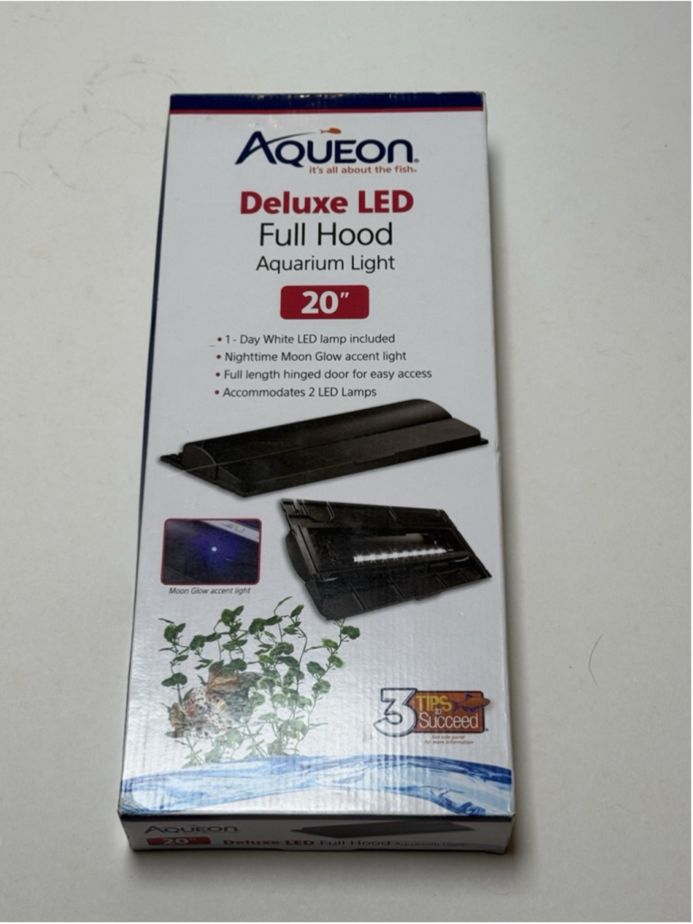 Aqueon LED Deluxe Fish Tank Aquarium Full Hood with LED Light, Black, 20 Inch